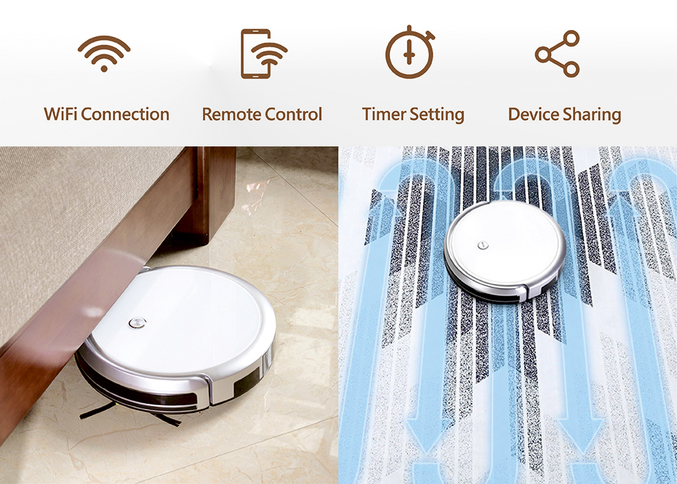 Intelligent robot vacuum cleaner PNI SafeHome Cleaner PTV35 WiFi, 30W