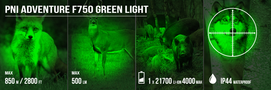 Lanterna PNI Adventure F750 Green Light