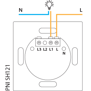 Intrerupator simplu cu touch PNI SH121, din sticla, negru, cu LED indicator, 10A 200W