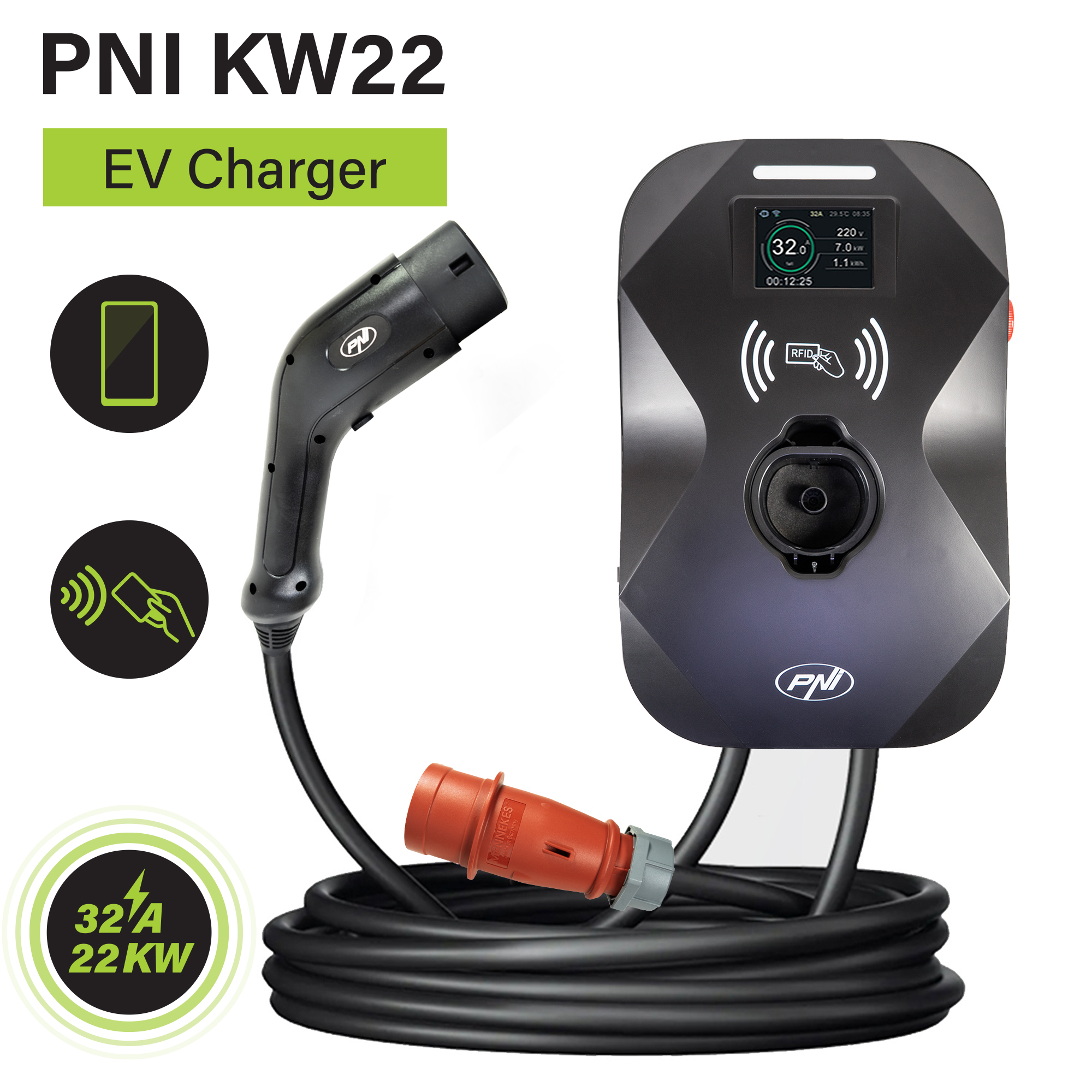 Statie de incarcare PNI KW22 32A, 22KW