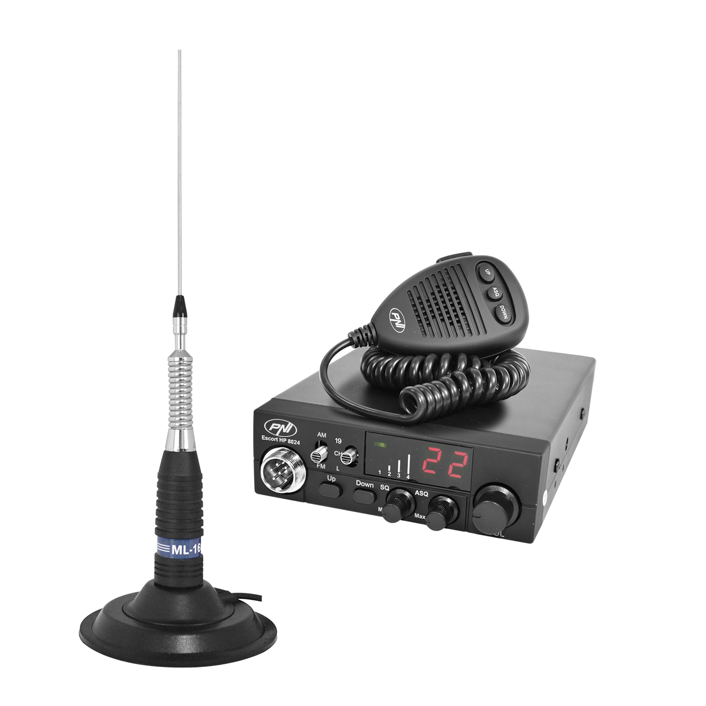 Kit Statie radio CB PNI ESCORT HP 8024 ASQ + Antena CB PNI ML160 cu magnet PNI imagine noua 2022