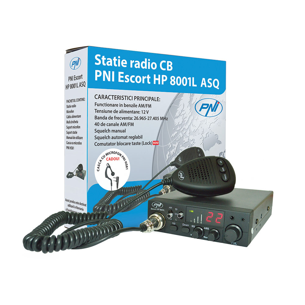 Kit Statie radio CB PNI ESCORT HP 8001L ASQ + Casti HS81 + Antena CB PNI ML100 cu magnet PNI imagine noua 2022