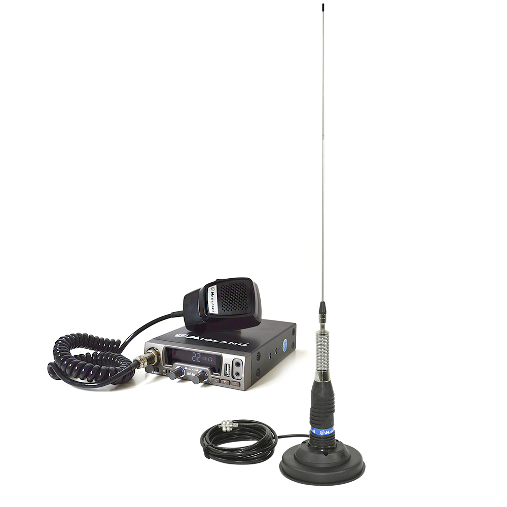 Kit Statie radio CB Midland M10 + Antena Midland ML145 cu magnet