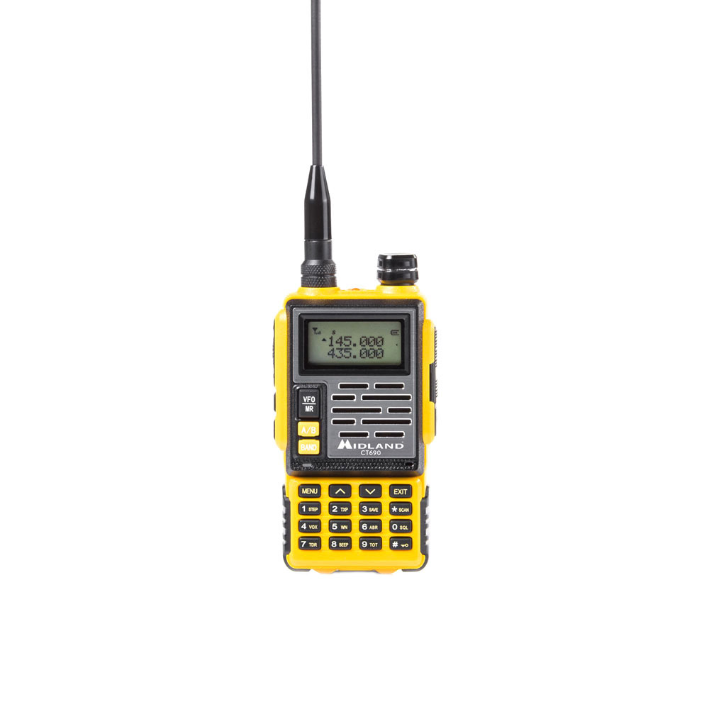 Statie radio VHF/UHF portabila Midland CT690 dual band 136-174 si 400-470 MHz culoare Galben Cod C1260.02