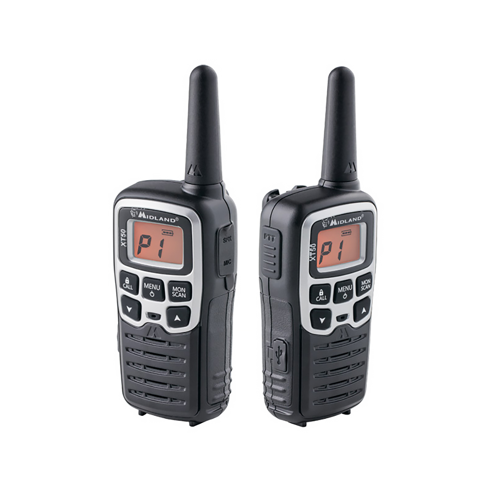 Statie radio PMR portabila Midland XT50 set 2bc gri cod C1178 include acumulatori