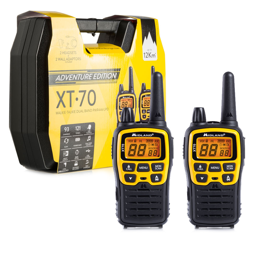 Statie radio PMR/LPD portabila Midland XT70 ADVENTURE set cu 2 buc. galben cod C1180.01