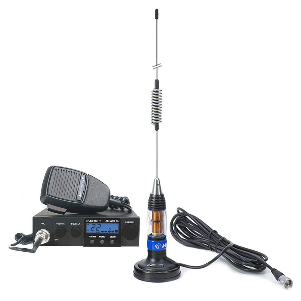 Kit Statie radio CB Albrecht AE 5290XL + Antena CB Midland LC59 cu magnet