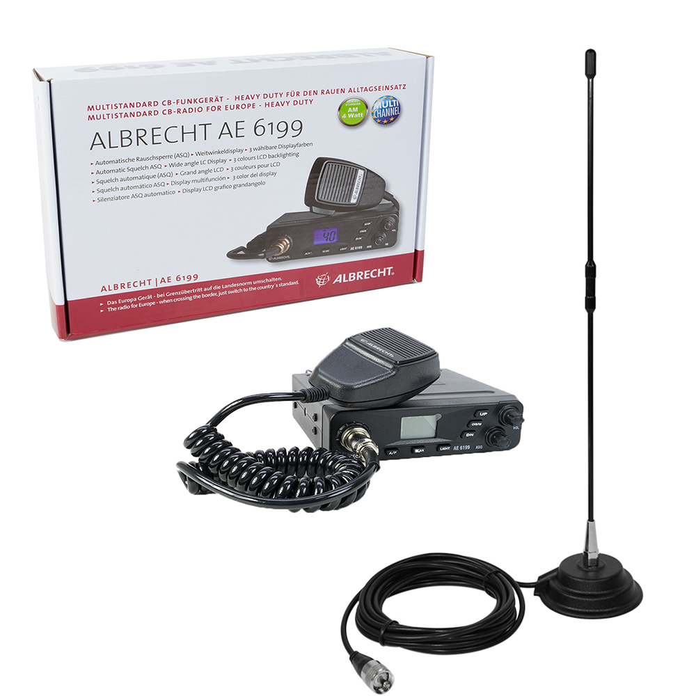 Kit Statie radio CB Albrecht AE 6199 ASQ + Antena CB PNI Extra 40 cu magnet
