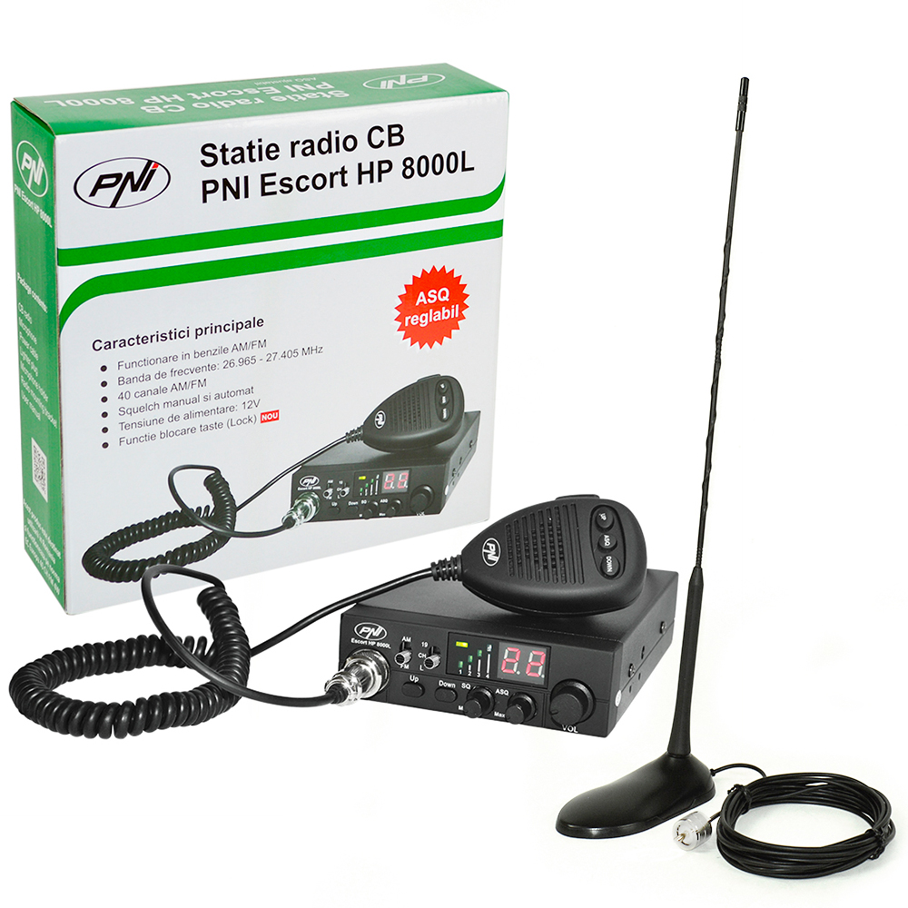 Kit Statie radio CB PNI ESCORT HP 8000L ASQ + Antena CB PNI Extra 45 cu magnet image5