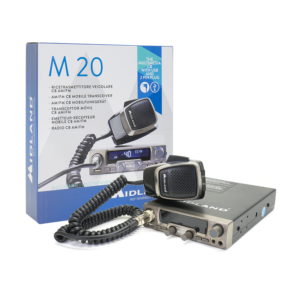 Statie radio CB Midland M20 cu USB, ASQ Digital, S-Metru digital 4W 12V Cod C1186 - 1 | YEO