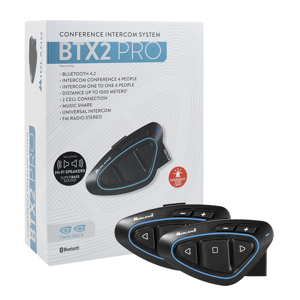 Sistem comunicare moto Midland BTX2 PRO cu difuzoare Hi-Fi Cod C1231.03 twin pack