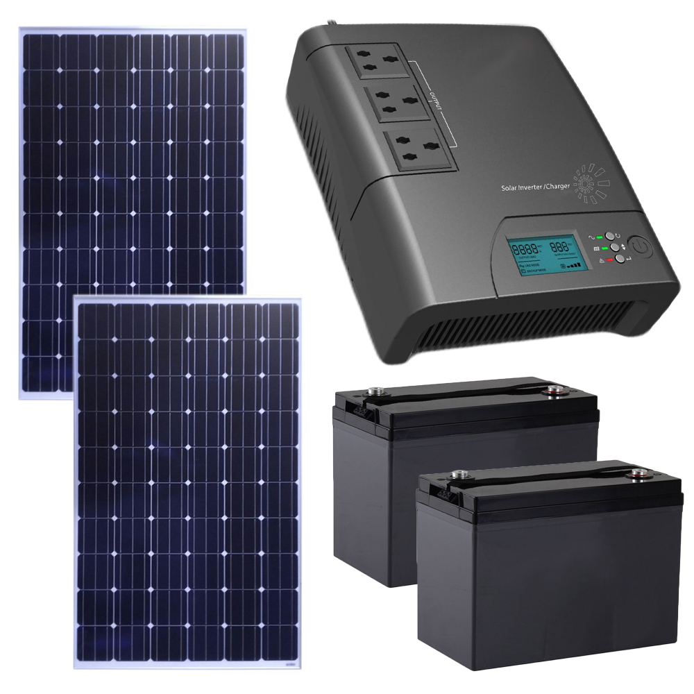 Kit Solar PNI GreenHouse Basic SC1100 1440W 24V PWM 2 Acumulatori 100A 2 Panouri Monocristaline 250W