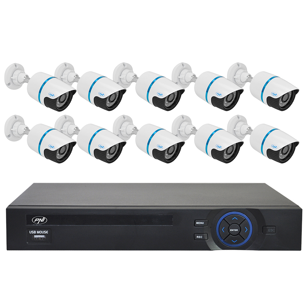 Kit supraveghere video PNI House IPMAX2 - 2 camere IP 720P incluse + 8 camere PNI IP12MP