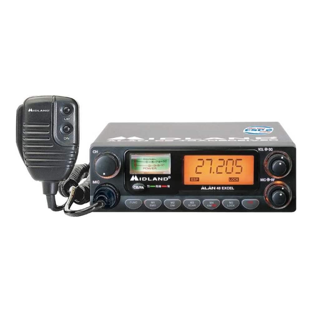 Kit Statie radio CB Midland Alan 48 Excel + Antena Midland ML145 cu cablu T301