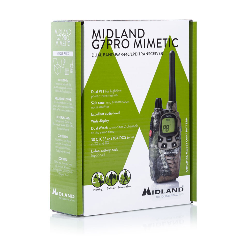 Statie radio PMR/LPD portabila Midland G7 PRO Single Mimetic Cod C1090.15