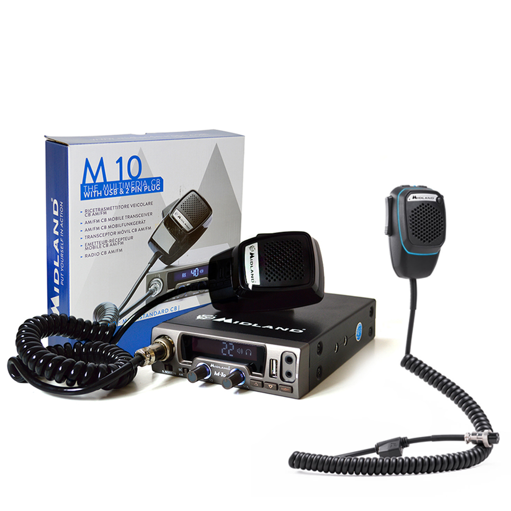 Kit CBTalk Statie radio CB Midland M10 + Microfon inteligent Dual Mike cu Bluetooth 4 pini