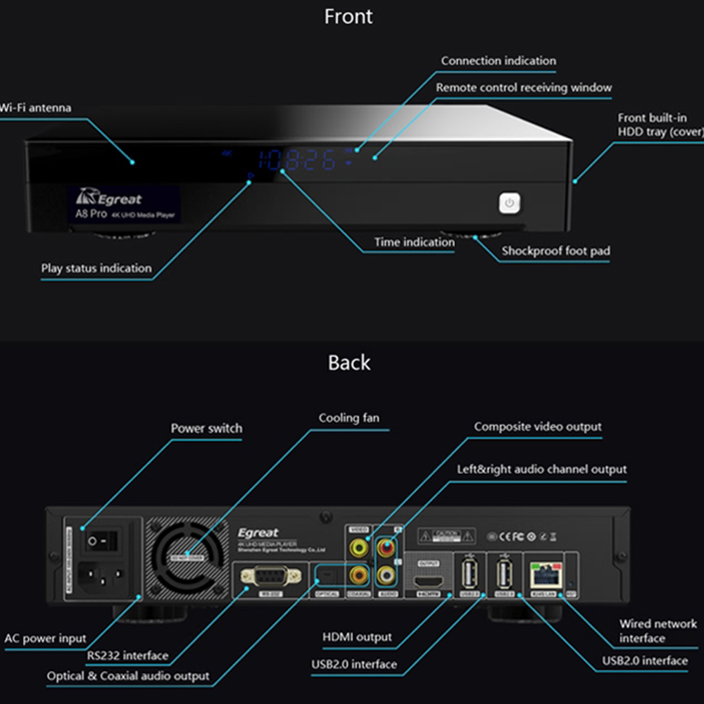 Mini PC Egreat A8 PRO, 2.0GHz, 2GB RAM, 8GB, 4K HDR - 5 | YEO