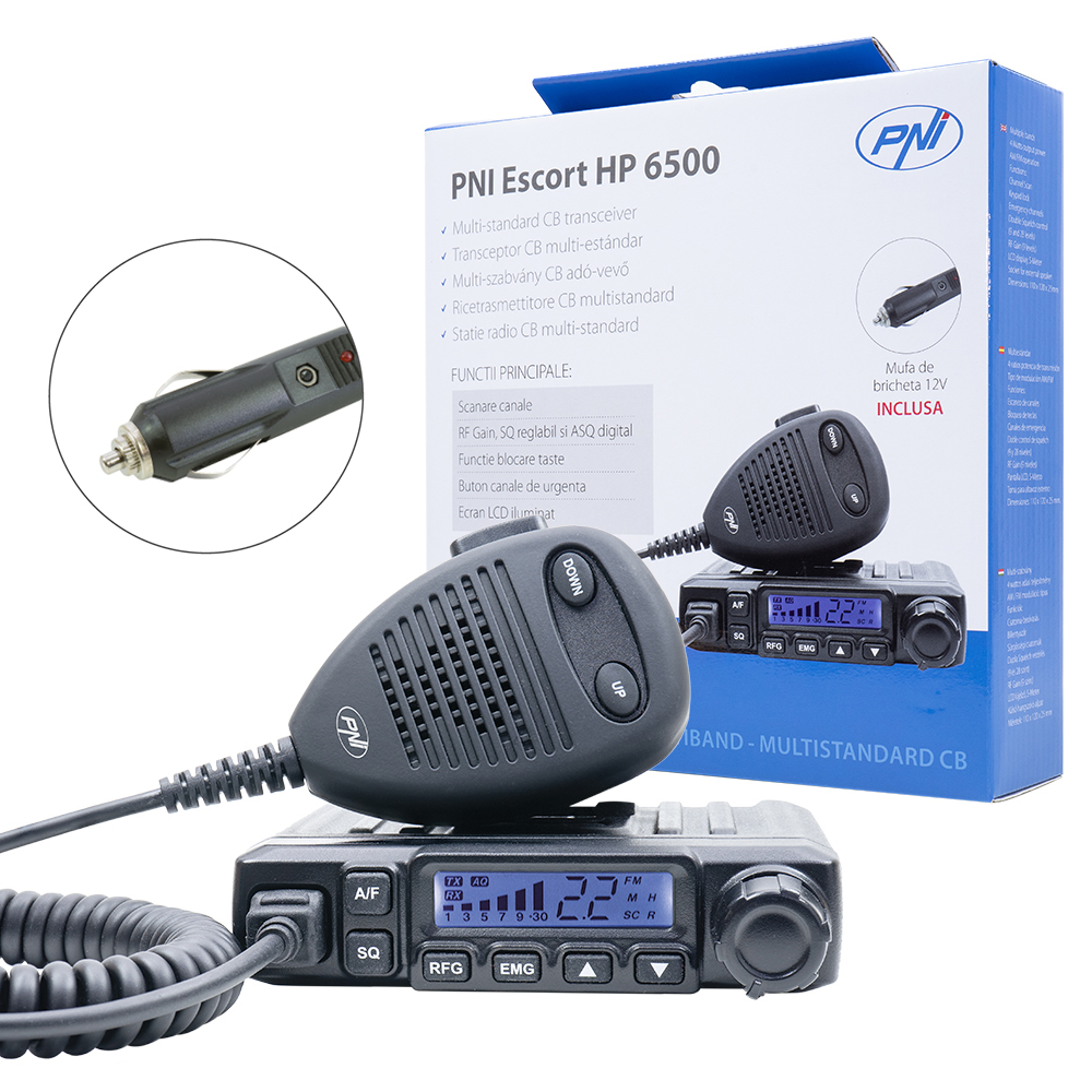 Statie radio CB PNI Escort HP 6500, multistandard, 4W, AM-FM, 12V, ASQ, RF Gain, mufa de bricheta inclusa AM/FM comutati doar in banda EU - 8 | YEO