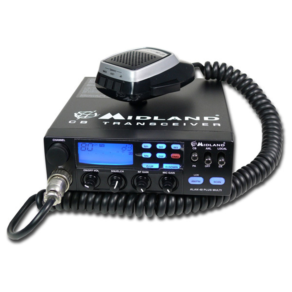 Pachet statie radio CB Midland Alan 48 Multi Plus B 4W 12V, 40 canale + Antena PNI Extra 45 cu magnet lungime 45 cm, SWR 1.0