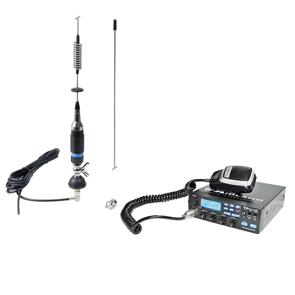 Pachet statie radio CB Midland Alan 48 Multi Plus B,40CH, 4W,12V + Antena PNI S75 cu cablu