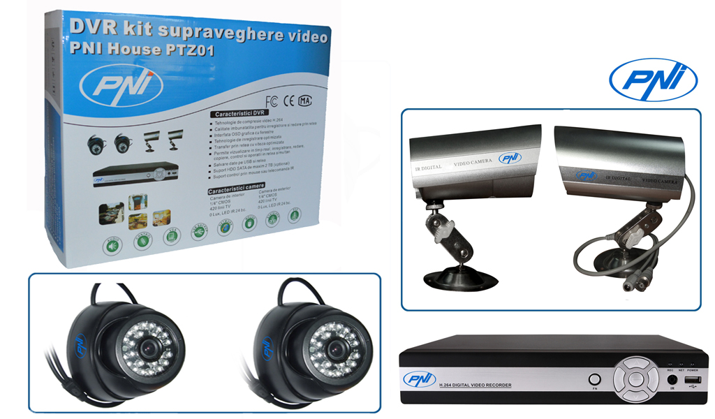 DVR kit supraveghere video PNI House PTZ01 - DVR si 4 camere (2 de interior si 2 de exterior)