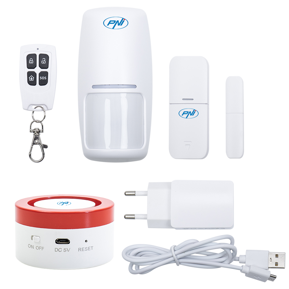 Sistem de alarma wireless PNI Safe House PG600, sistem inteligent de securitate pentru casa, conectare wireless, alarma antiefractie, alarma fara fir, alerta inteligenta prin aplicatia TUYA iOS / Andr image1