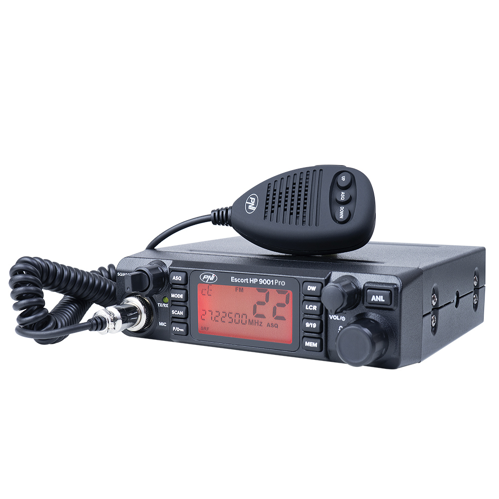 Statie radio CB PNI Escort HP 9001 PRO ASQ reglabil, AM-FM, 12V/24V, 4W, Scan, Dual Watch, ANL, ecran multicolor