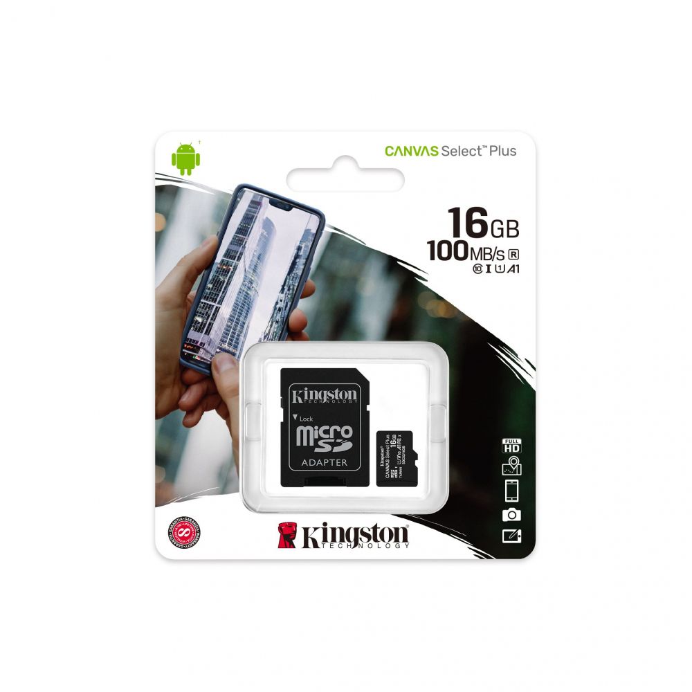 Card de memorie Kingston MicroSDHC Canvas Select Plus 16GB Class 10 + Adaptor SD