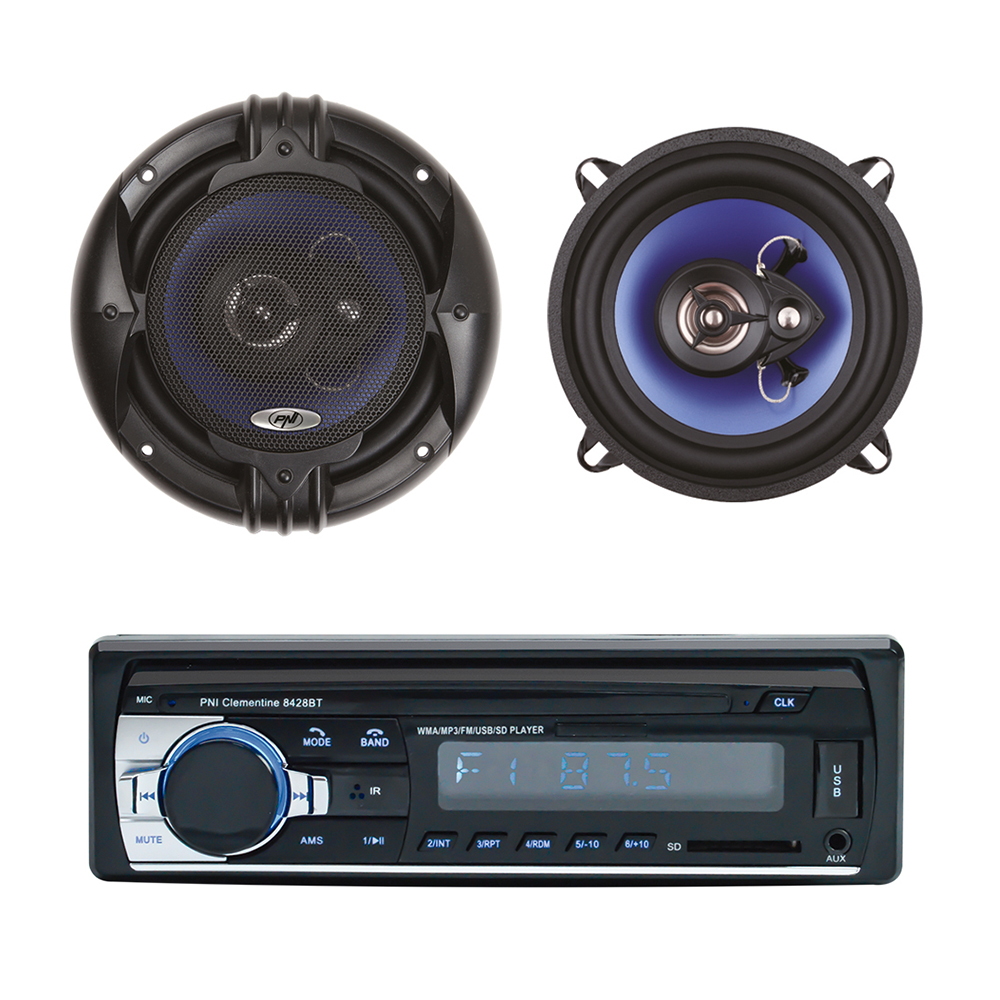 Pachet Radio MP3 player auto PNI Clementine 8428BT 4x45w + Difuzoare auto coaxiale PNI HiFi650, 120W, 16.5 cm PNI imagine noua 2022
