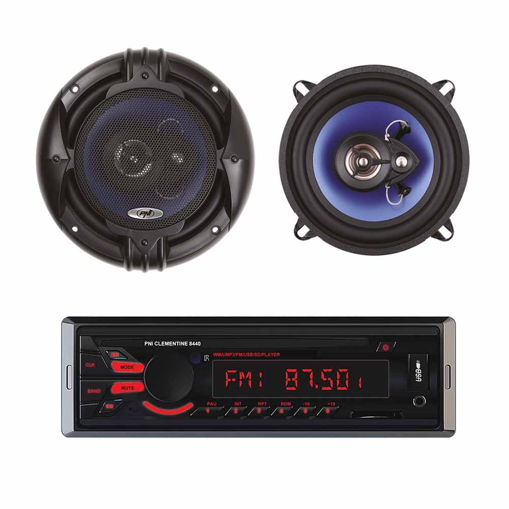 Pachet Radio MP3 player auto PNI Clementine 8440 4x45w + Difuzoare auto coaxiale PNI HiFi650, 120W, 16.5 cm PNI imagine noua 2022