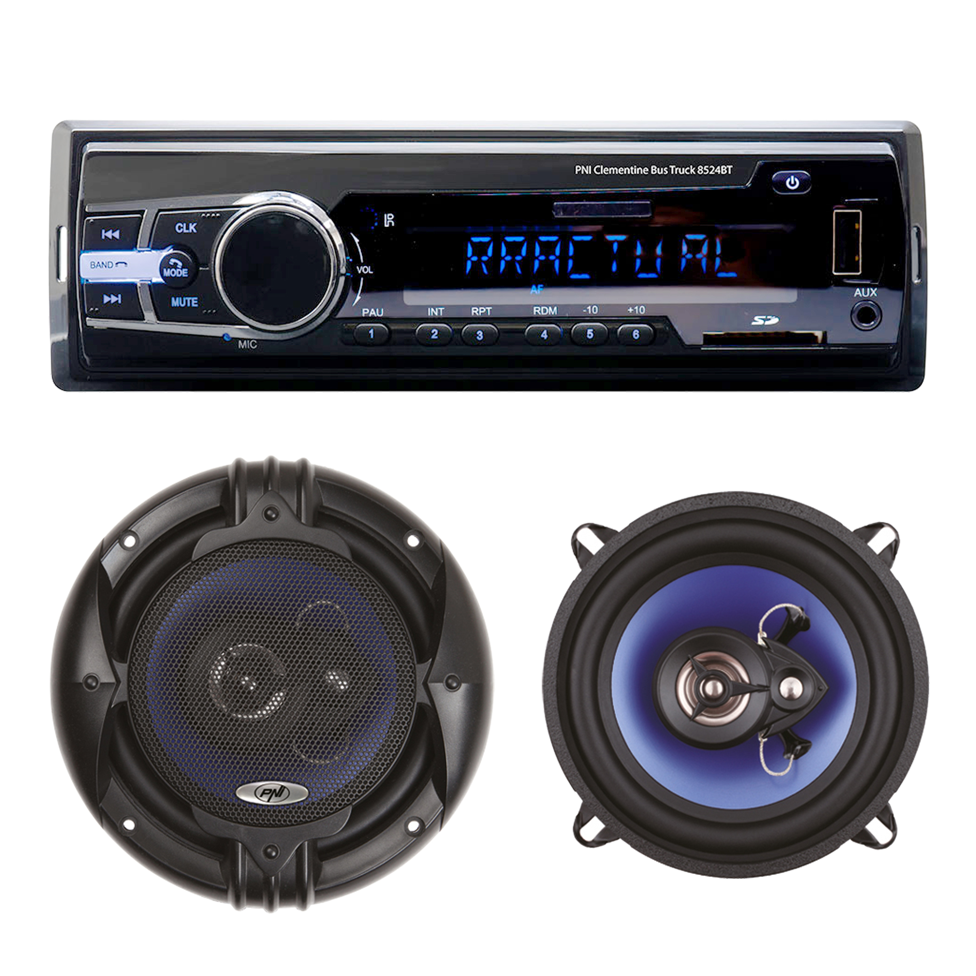 Pachet Radio MP3 player auto PNI Clementine 8524BT 4x45w + Difuzoare auto coaxiale PNI HiFi650, 120W, 16.5 cm image