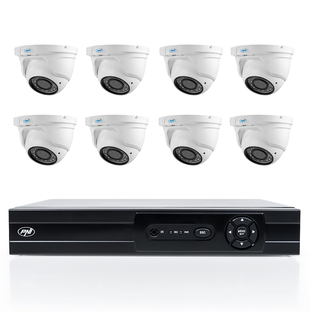 Pachet DVR/NVR PNI House AHD808 - 8 canale 4MP H265 + 8 camere PNI House AHD47 1080P