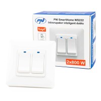 PNI SmartHome WS222 Dual Light Switch for Internet Light Control with Tuya Smart App, Amazon Alexa and Google Home compatible