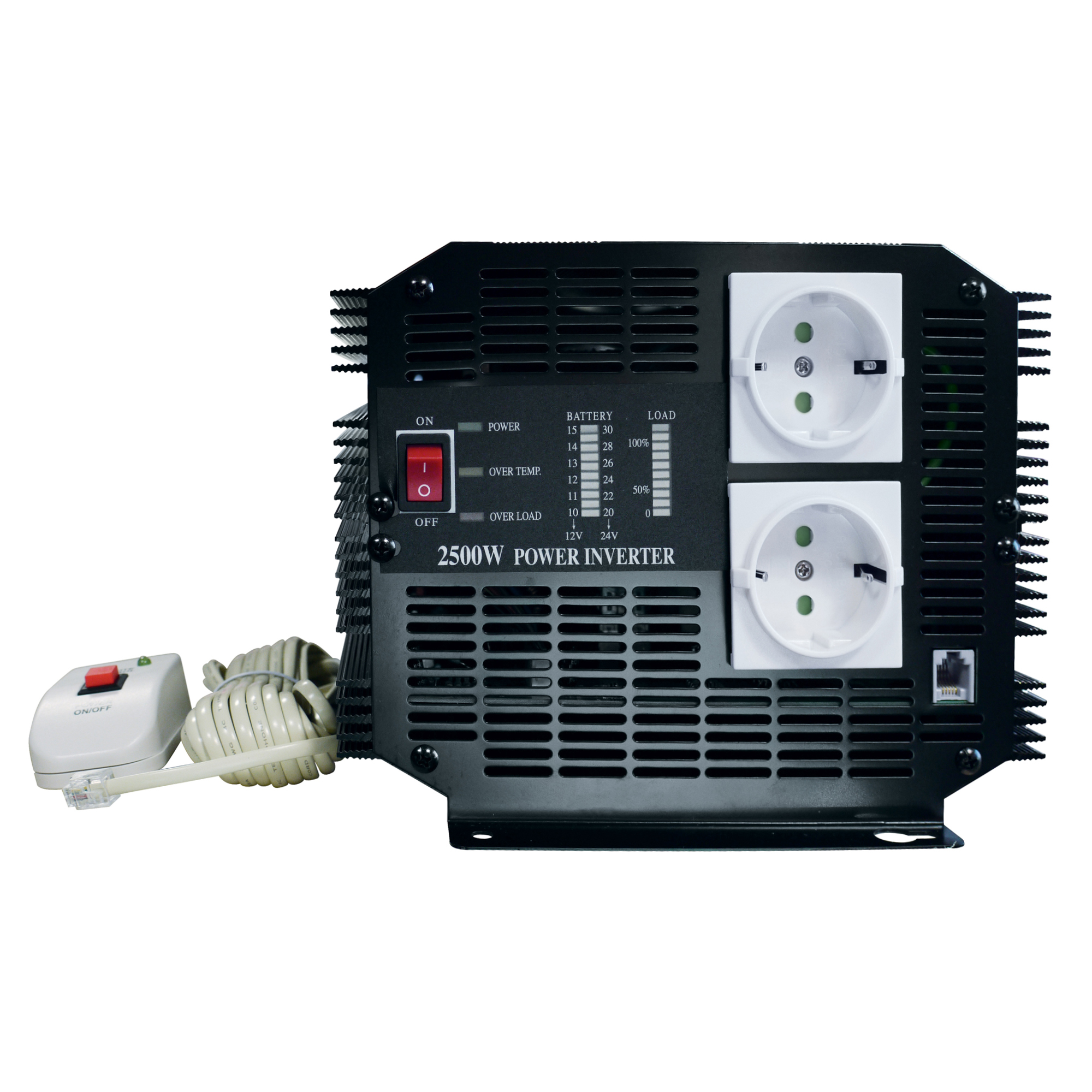 Invertor de tensiune President 2500W 12V-230V, sinusoida modificata, port USB, telecomanda inclusa