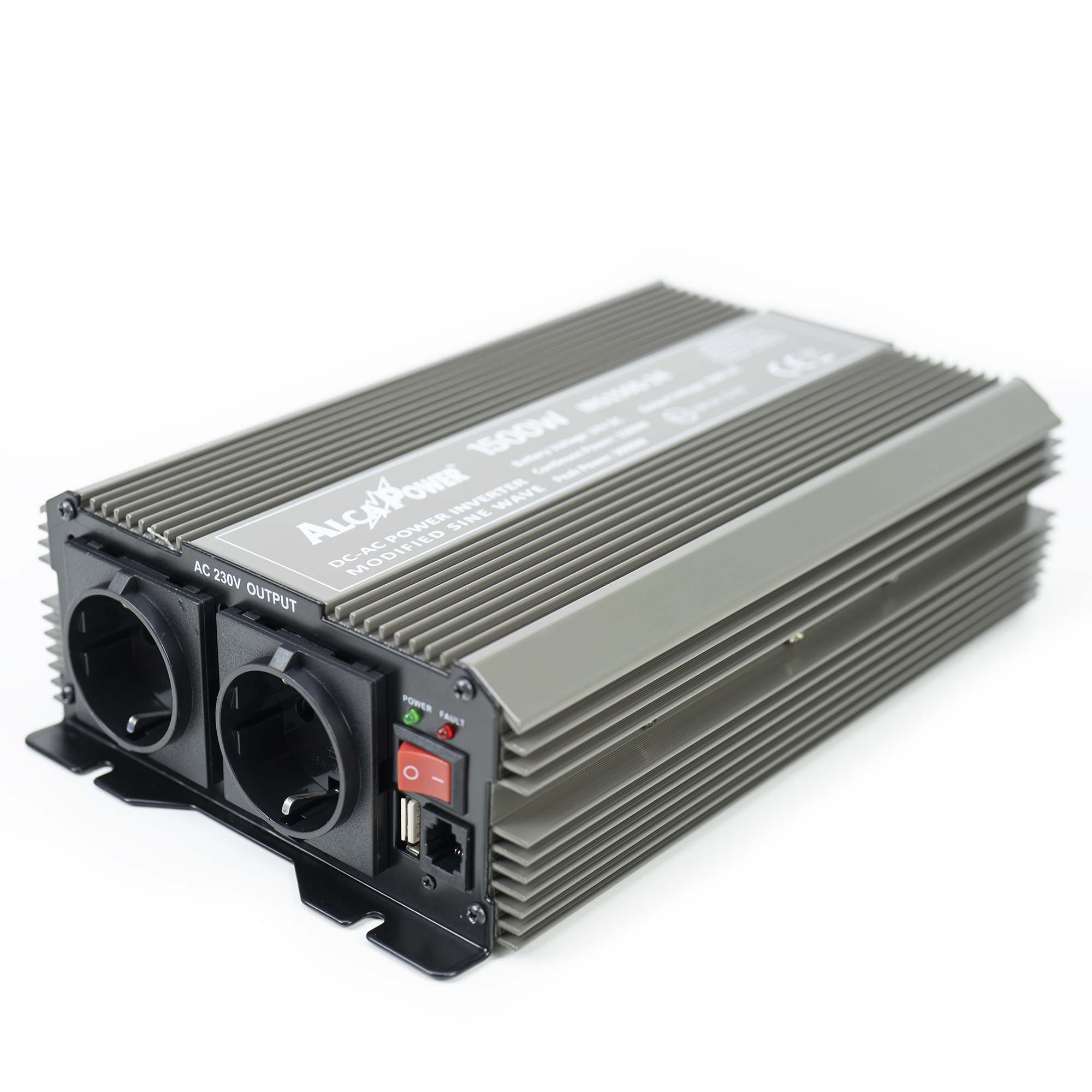 Invertor de tensiune AlcaPower by President 1500W 24V-230V, sinusoida modificata, port USB, intrare telecomanda