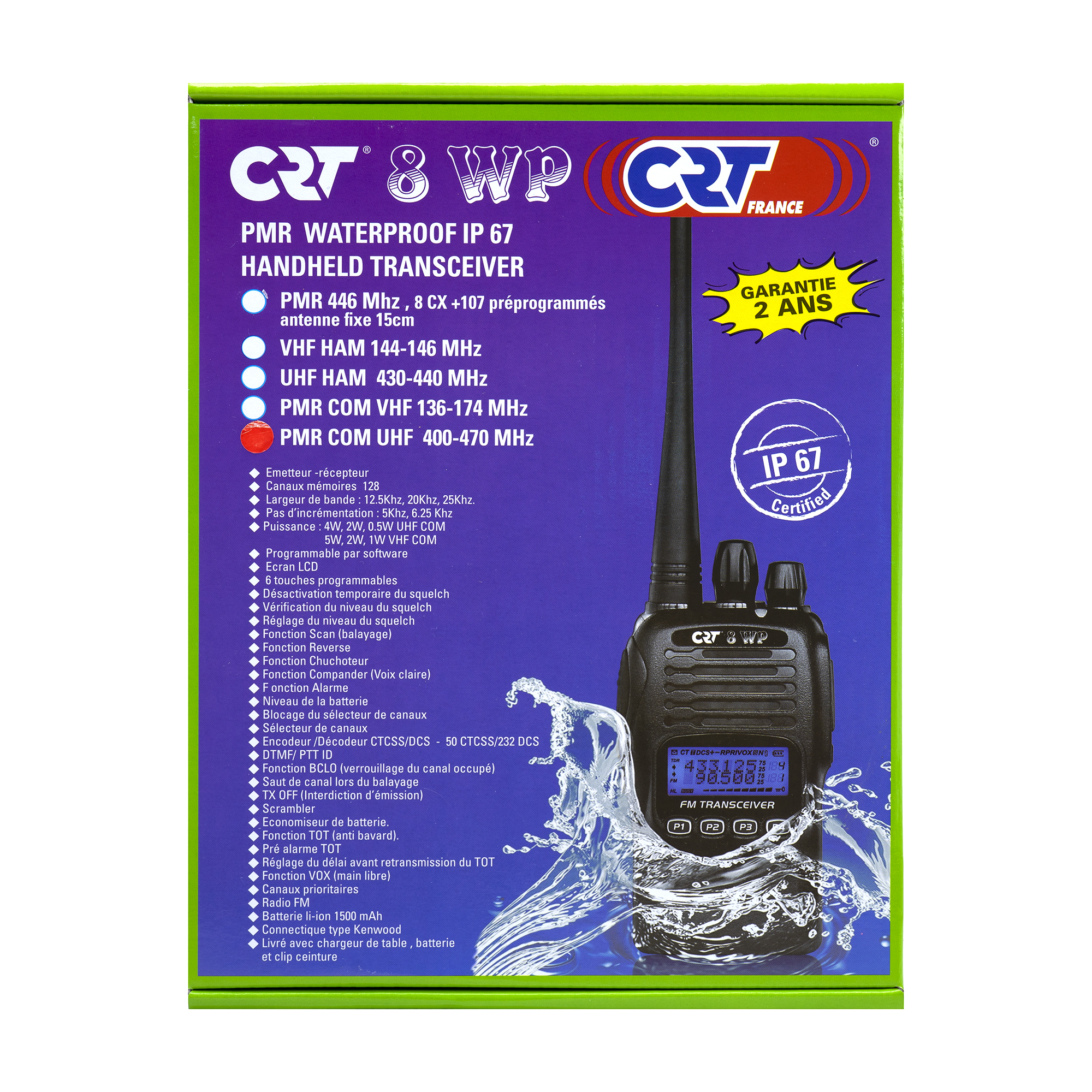 Statie radio PMR portabila CRT 8WP PMR UHF, waterproof IP67, Scan, Squelch, Vox, Radio FM CRT imagine noua 2022