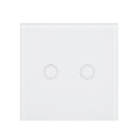 Intrerupator dublu cu touch PNI SH202 din sticla, alb cu LED indicator