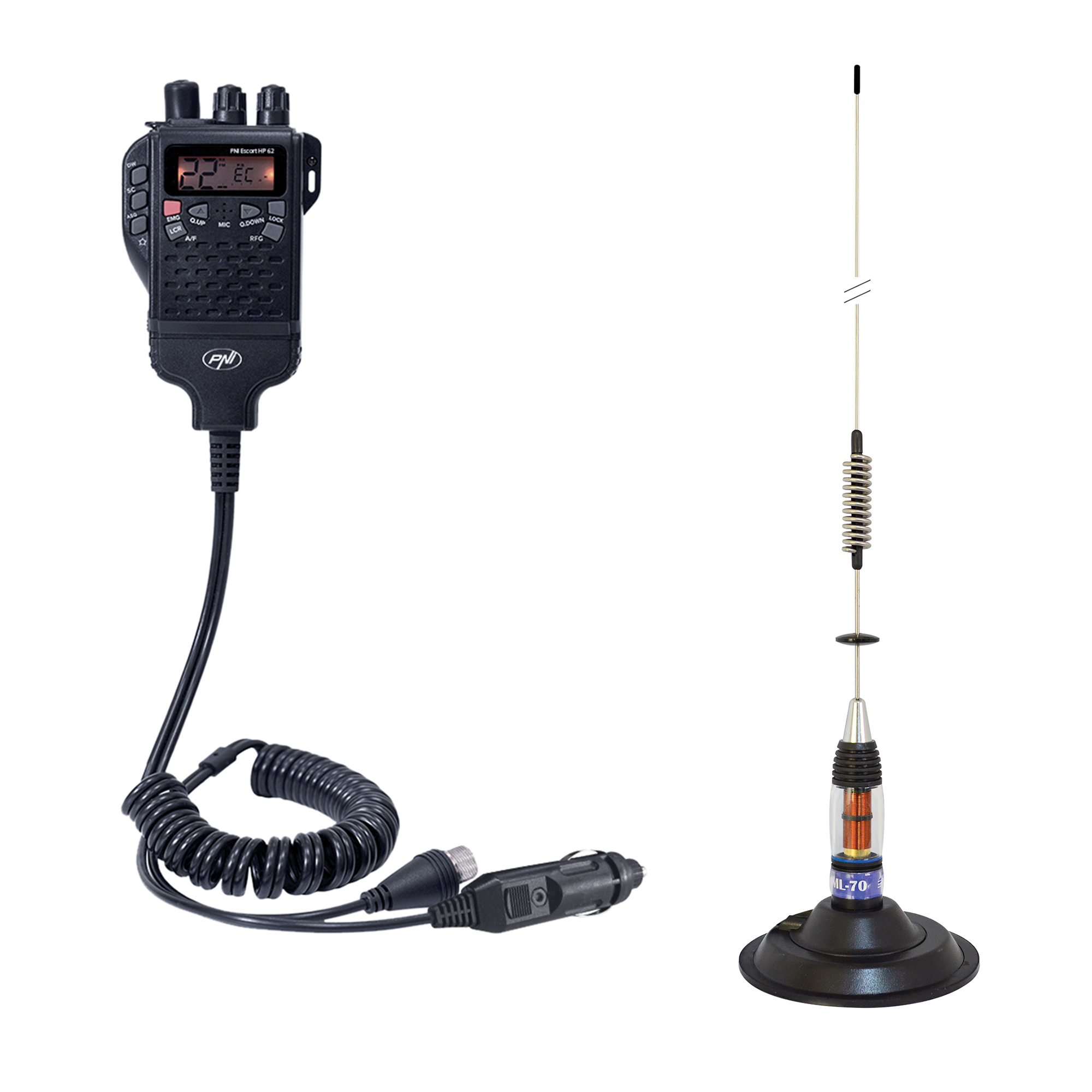 Pachet Statie radio CB PNI Escort HP 62, ASQ, RF Gain si Antena CB PNI ML70 cu baza magnetica 145 mm inclusa - 8 | YEO