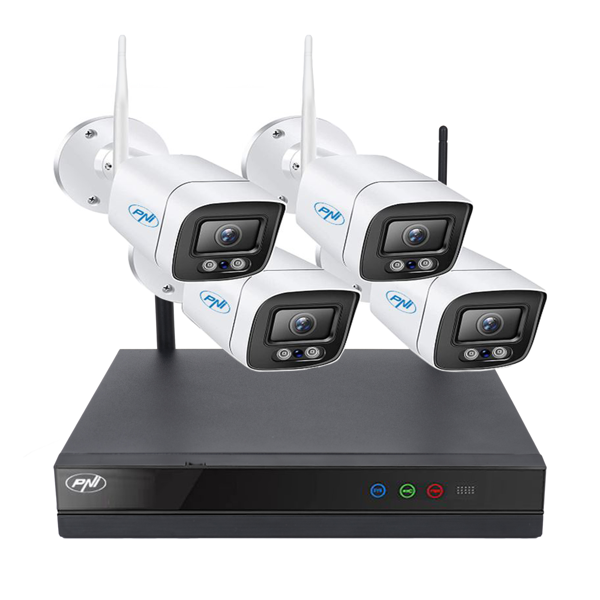 Kit supraveghere video PNI House WiFi630 NVR 8 canale si 4 camere wireless de exterior 3Mpx, P2P, IP66