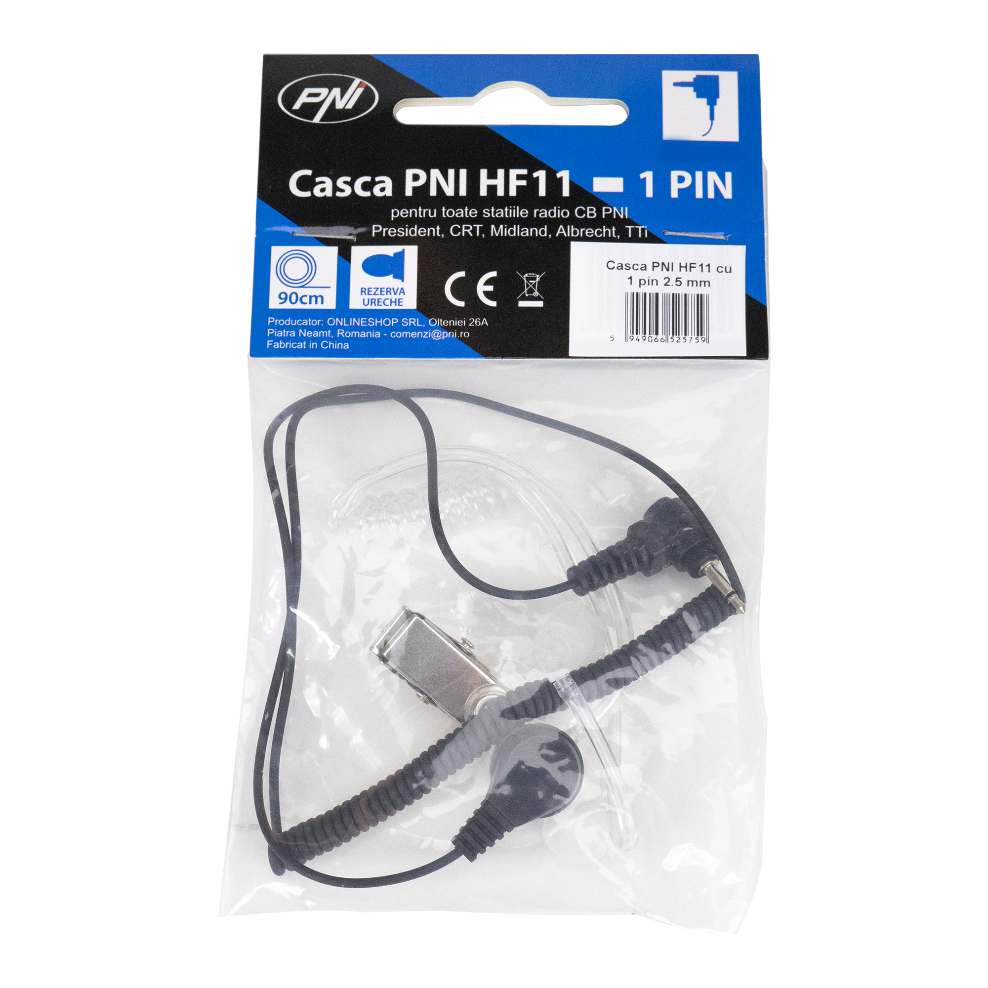Casca PNI HF11 cu 1 pin 2.5 mm, tub acustic, pentru toate statiile radio PNI imagine noua 2022