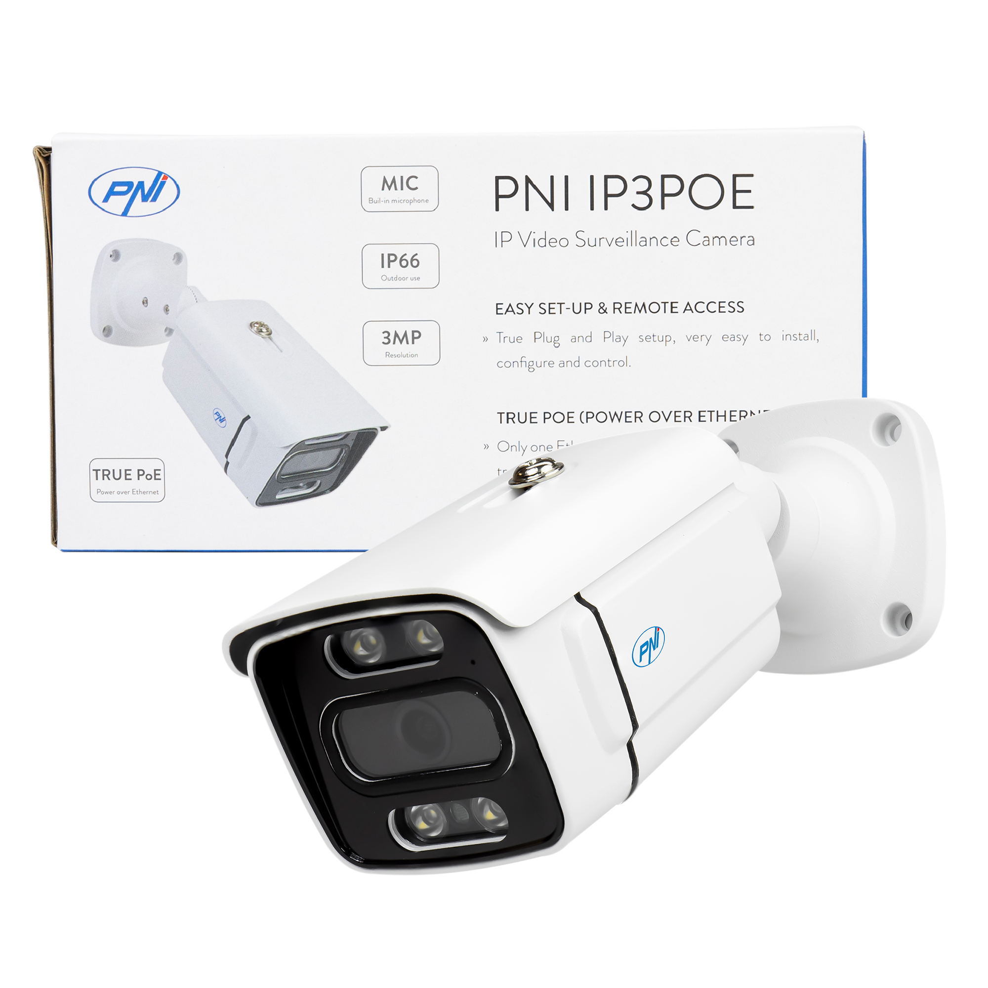 Camera supraveghere video PNI IP3POE cu IP, 3MP