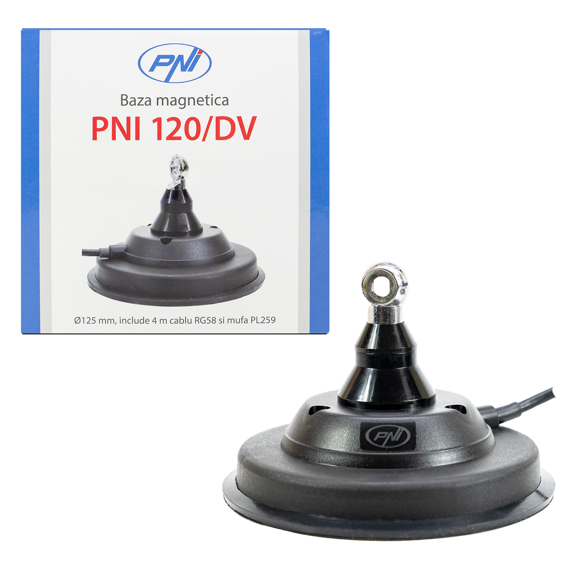 PNI 120 / DV 125mm magnetic base contains 4m cable and PL259 socket