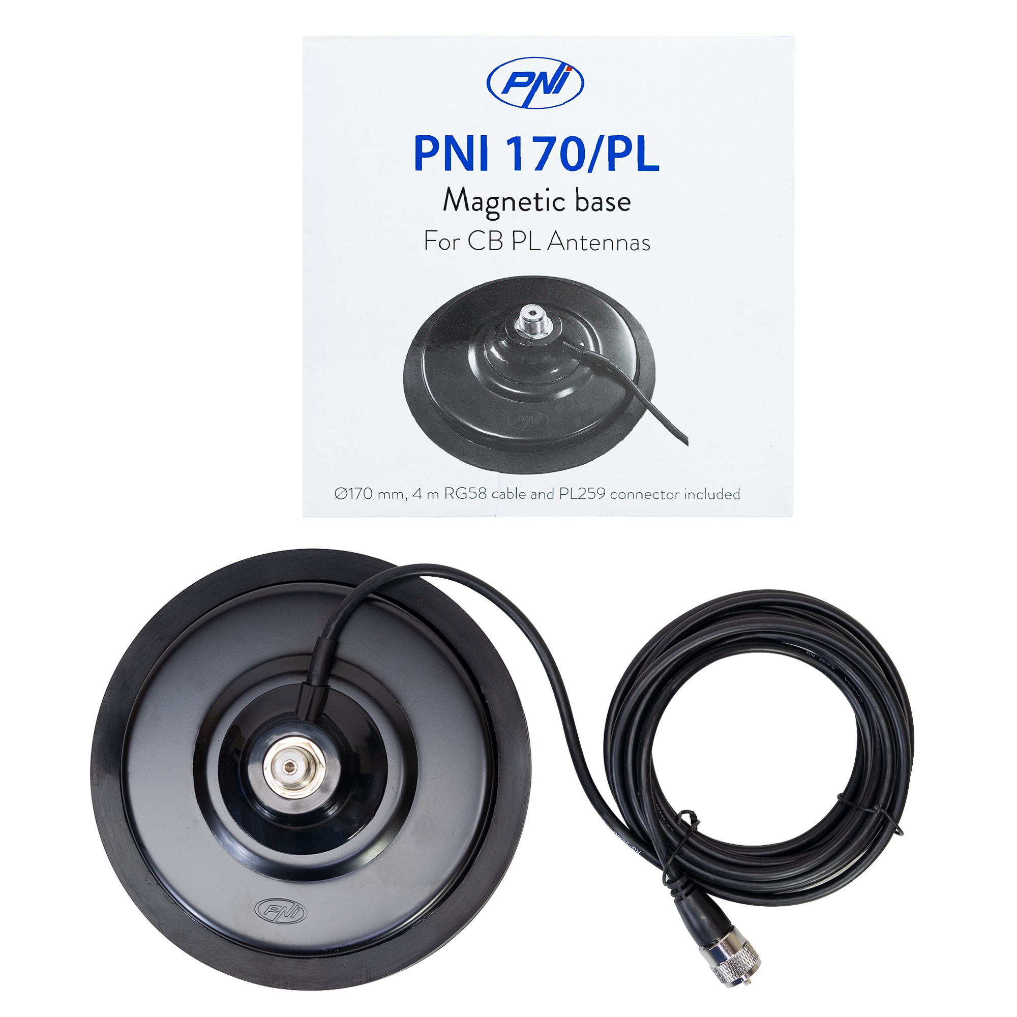Magnetic base PNI 170/PL 170 mm, slim, contains 4m cable and plug PL259