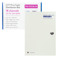 CCTV power supply PNI STC30.2A in metal box 12V 30A 360W, 18 outputs