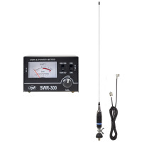 PNI S9 CB antenna, 120 cm, with butterfly, 4m RG58 cable and PNI SWR-300 reflectometer for SWR measurement