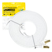 Flat network cable S/STP CAT7 PNI U7100W, 2 x RJ45, 4 pairs of wires, 32AWG, copper, 10 Gbps, 600 MHz, 10m, white
