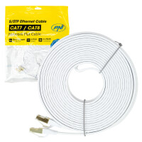 Flat network cable S/STP CAT8 PNI U8100W, 2 x RJ45, 4 pairs of wires, 28AWG, copper, 40 Gbps, 2000 MHz, 10m, white