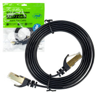 Flat network cable S/STP CAT7 PNI U7015B, Patch, 2 x RJ45, 4 pairs of wires, 32AWG, copper, 10 Gbps, 600 MHz, 1.5m, black