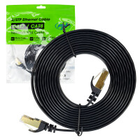 Flat network cable S/STP CAT7 PNI U7030B, 2 x RJ45, 4 pairs of wires, 32AWG, copper, 10 Gbps, 600 MHz, 3m, black