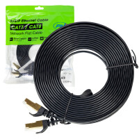 Flat network cable S/STP CAT7 PNI U7075B, 2 x RJ45, 4 pairs of wires, 32AWG, copper, 10 Gbps, 600 MHz, 7.5m, black